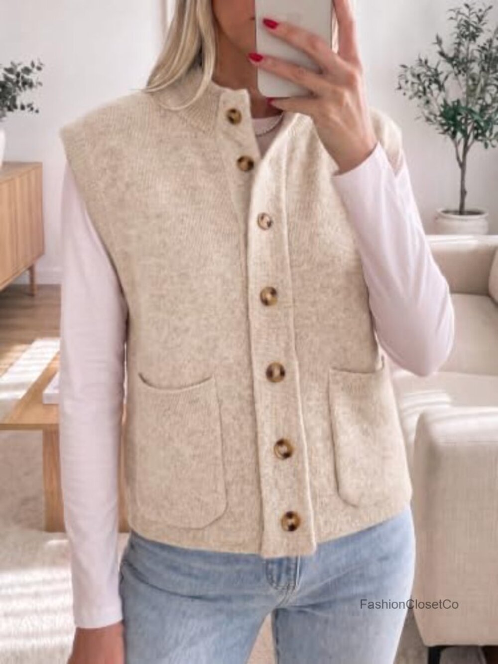 Cicy Bell Women Cap Sleeve Sweater Vest Button Down Sleeveless Cardigan - Picture 3 of 5